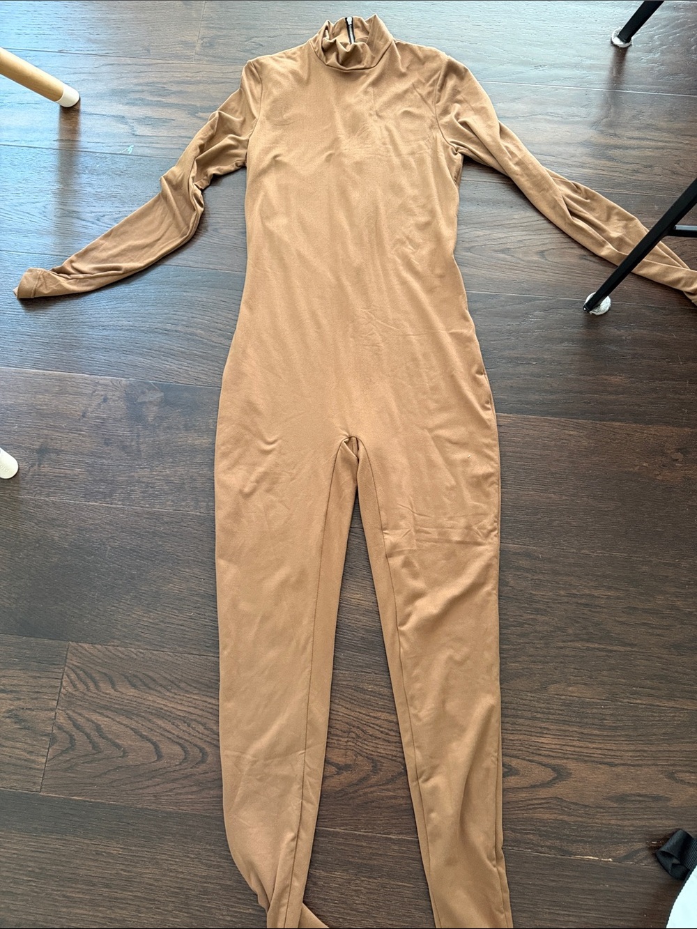 Slim Fit Long Sleeve Camel Jumpsuit